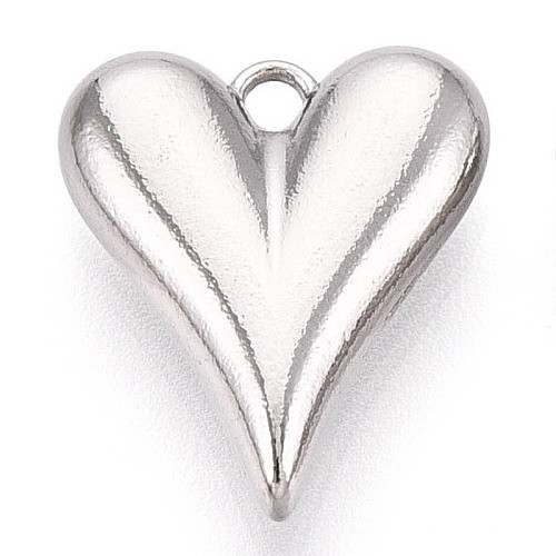 Nemesacél medál / fityegő - 13,5x11x3,5mm-es szív