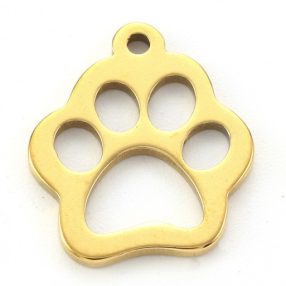   Nemesacél medál / fityegő - 14x12x1mm-es 18k aranyozott tappancs mancs