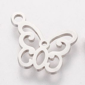 Nemesacél medál / fityegő - 11x13x1mm-es pillangó