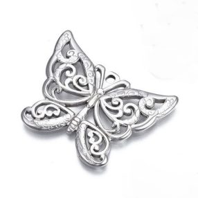 Nemesacél medál - 24x30x2mm-es pillangó