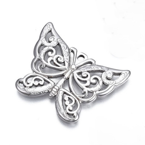 Nemesacél medál - 24x30x2mm-es pillangó