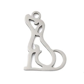 Nemesacél medál / fityegő - 16,5x11x1mm-es kutya