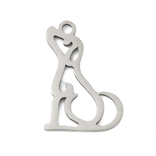 Nemesacél medál / fityegő - 16,5x11x1mm-es kutya