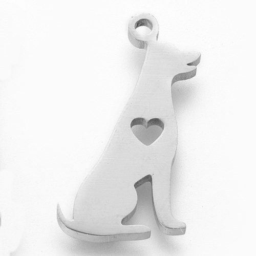 Nemesacél medál / fityegő - 18x9,5x1mm-es kutya