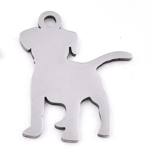 Nemesacél medál / fityegő - 17x14x1mm-es kutya