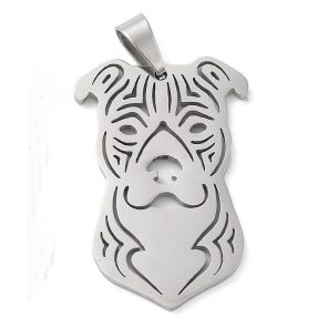 Nemesacél medál - 30x20x1mm-es staffordshire terrier kutya