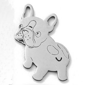   Nemesacél medál / fityegő - 22x16x1mm-es francia bulldog kutya