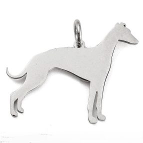 Nemesacél medál - 22,5x28,5x1mm-es agár kutya