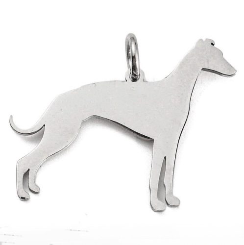 Nemesacél medál - 22,5x28,5x1mm-es agár kutya