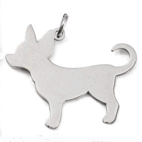 Nemesacél medál - 25,5x31x1,5mm-es csivava kutya
