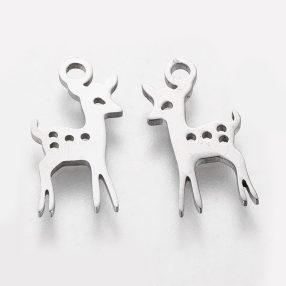 Nemesacél medál / fityegő - 16x8x1mm-es őzike