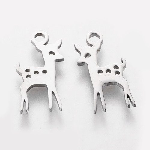 Nemesacél medál / fityegő - 16x8x1mm-es őzike