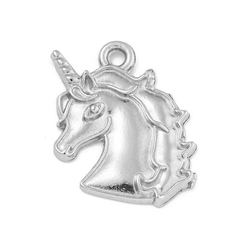 Nemesacél medál / fityegő - 22x16x2mm-es unikornis fej