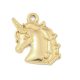 Nemesacél medál / fityegő - 22x16x2mm-es 18k aranyozott unikornis fej