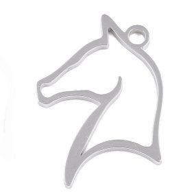 Nemesacél medál / fityegő - 22x17x1mm-es lófej