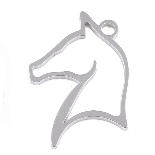 Nemesacél medál / fityegő - 22x17x1mm-es lófej