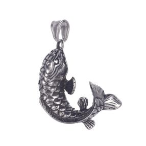 Antikolt nemesacél medál - 42x36x19mm-es hal