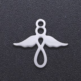 Nemesacél medál / fityegő - 14x15x1mm-es angyal