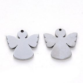 Nemesacél medál / fityegő - 15x15x1mm-es angyal