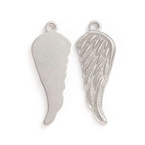 Nemesacél medál / fityegő - 26x10x1,5mm-es angyalszárny