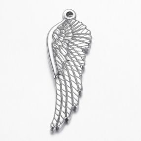 Nemesacél medál / fityegő - 38x13x3mm-es angyalszárny