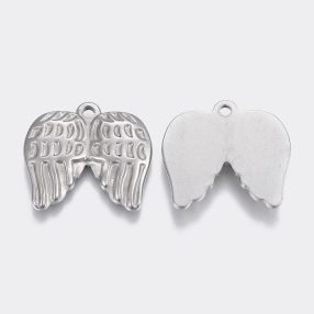 Nemesacél medál / fityegő - 23x24x3mm-es angyalszárny