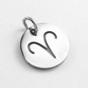   Nemesacél medál / fityegő - 12x1mm-es csillagjegy / horoszkóp - kos