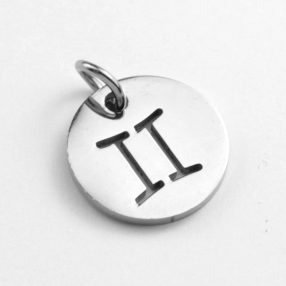   Nemesacél medál / fityegő - 12x1mm-es csillagjegy / horoszkóp - ikrek