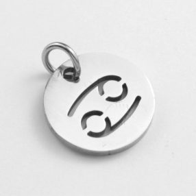   Nemesacél medál / fityegő - 12x1mm-es csillagjegy / horoszkóp - rák