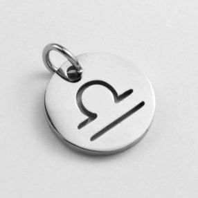   Nemesacél medál / fityegő - 12x1mm-es csillagjegy / horoszkóp - mérleg