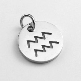   Nemesacél medál / fityegő - 12x1mm-es csillagjegy / horoszkóp - vízöntő