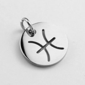   Nemesacél medál / fityegő - 12x1mm-es csillagjegy / horoszkóp - halak