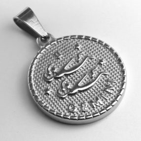   Nemesacél medál - 29x25x3mm-es csillagjegy / horoszkóp - ikrek