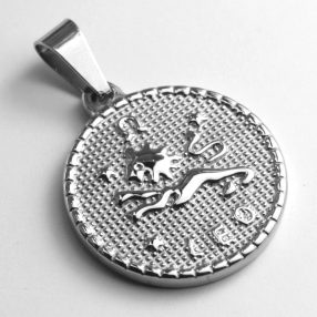   Nemesacél medál - 29x25x3mm-es csillagjegy / horoszkóp - oroszlán