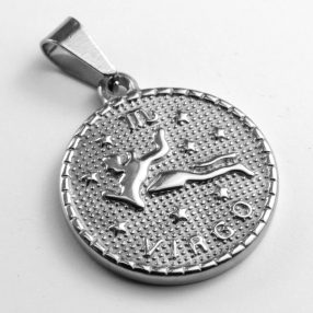   Nemesacél medál - 29x25x3mm-es csillagjegy / horoszkóp - szűz