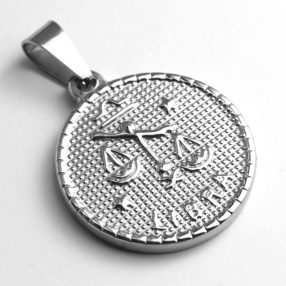   Nemesacél medál - 29x25x3mm-es csillagjegy / horoszkóp - mérleg