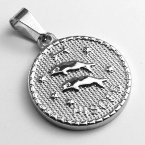   Nemesacél medál - 29x25x3mm-es csillagjegy / horoszkóp - halak