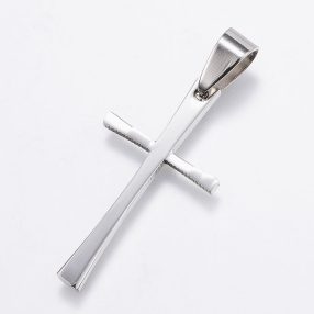 Nemesacél medál - 41x15x1,4mm-es kereszt