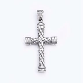 Nemesacél medál - 48x28x5mm-es kereszt