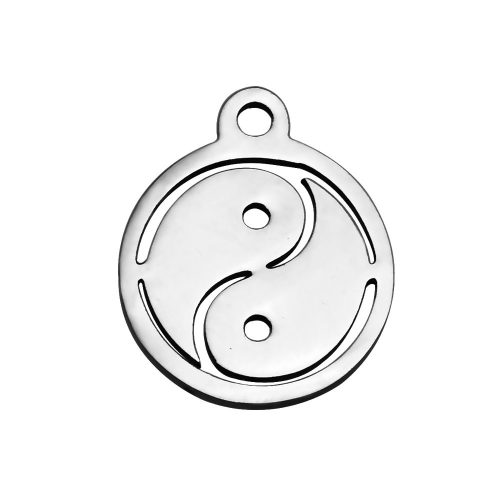 Nemesacél medál / fityegő - 14x12x1mm-es yin yang