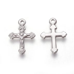   Nemesacél medál / fityegő - 20x14x1,7mm-es feszület kereszt