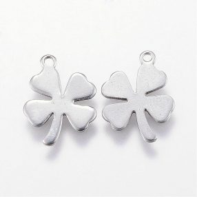 Nemesacél medál / fityegő - 13,5x10x0,7mm-es lóhere