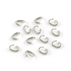   Nemesacél 7x5x1mm-es nyitható ovális szerelőkarika - 50db