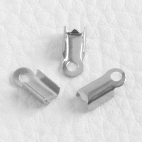   Fém szalagvég, zsinórvég, bőrvég - ródium színű - 9x4mm-es