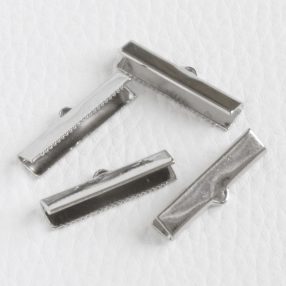 Fém szalagvég - ródium színű - 25mm széles