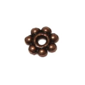   Tibeti stílusú fém köztes - antik vörösréz színű 4mm-es virág - 100db