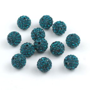 Shamballa gyöngy - 10mm-es - Blue Zircon