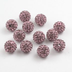 Shamballa gyöngy - 10mm-es - Light Amethyst