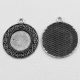Tibeti stílusú ragasztható fém medál alap - antik ezüst színű 38x33mm-es, 20mm-es kabosonhoz