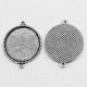 Tibeti stílusú ragasztható fém medál alap / összekötő elem - antik ezüst színű 34x27mm-es, 25mm-es kabosonhoz